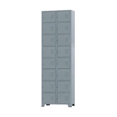 Imagem de Armário Roupeiro De Aço 16 Portas Para Vestiário Academia Locker Cinza