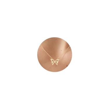 Imagem de Colar de ouro para mulheres, colares de borboleta de ouro 14 k, colar simples de tartaruga, colar de avião de ouro, colar de gato, colar de clipe de papel interloque para mulheres, colar fofo na moda,