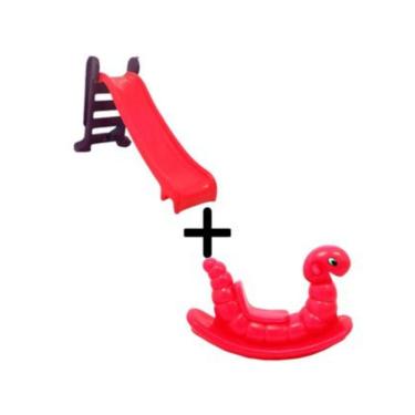 Imagem de Escorregador Infantil 3 Degraus + Gangorra Nhoca - Diversão para Crianças