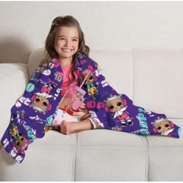 Imagem de Manta Infantil Super Soft Poliéster Divertida Personagens Menina Menino 1,25m x 1,50m - Lepper Kids (LOL Roxa)