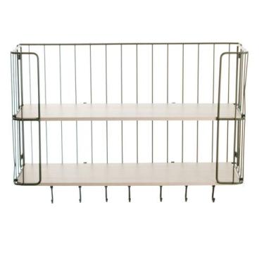 Imagem de Prateleira Decorativa Country Dupla com Ganchos - Metaltru