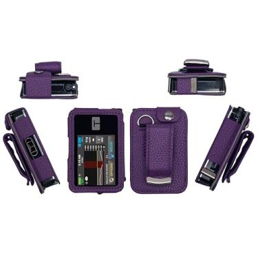 Imagem de Capa de couro premium ajustada com protetor de tela e clipe de cinto rotativo (cordão de pescoço) para bomba de insulina Tandem Diabetes Care T: Slim X2 (todos os modelos) (roxo)
