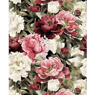 Imagem de Meihodan Papel de parede de vinil adesivo removível de flores retrô papel de contato autoadesivo para prateleira bancada quarto decoração DIY 45 cm x 3 m