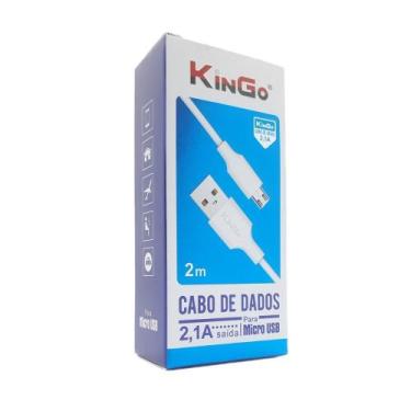 Imagem de Cabo de Dados USB V8 Kingo Branco 2m 2.1A p/ Zenfone MaxShot