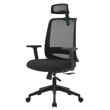 Imagem de Cadeira Escritório NR-17 Columbus Presidente c/ Braços Fratini Encosto Tela Mesh Preta BaseRodízio