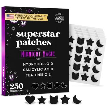 Imagem de LivaClean 250CT Black Star Pimple Patches Midnight Magic w/Salicylic Acid & Tea Tree Oil - Pimple Patches for Face, Hydrocolloid Acne Patch, Cute Face Stickers, Zit Patch