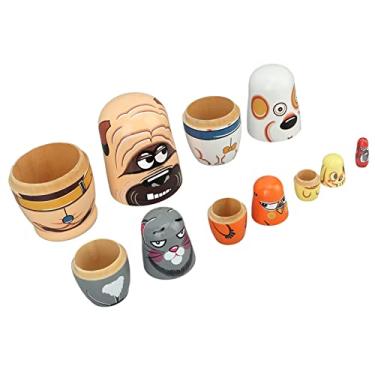 Imagem de Bonecas Russas de Aninhamento Desejando, Padrões de Animais Bonitos Bonecas de Aninhamento de Cachorros Artesanais para