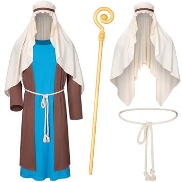 Imagem de TOKYO REVENGERS Fantasia de presépio adulto São José, fantasia de pastor, fantasia masculina, cosplay de Halloween, conjunto de acessórios, Azul, P