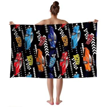 Imagem de WZOMT Toalha de praia infantil carro de corrida engraçado colorido carro esportivo Speed Racer toalha de banho para meninos crianças, microfibra macia secagem rápida à prova de areia banheiro piscina