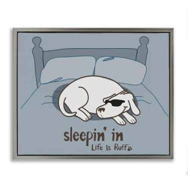 Imagem de Stupell Industries Arte de parede em tela emoldurada Sleeping In Dog Gray Floater por LIR, 53 x 43 cm