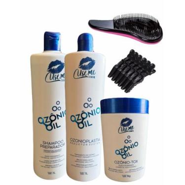Imagem de Kit completo para redução de frizz hidratação e nutrição ozonio oil us