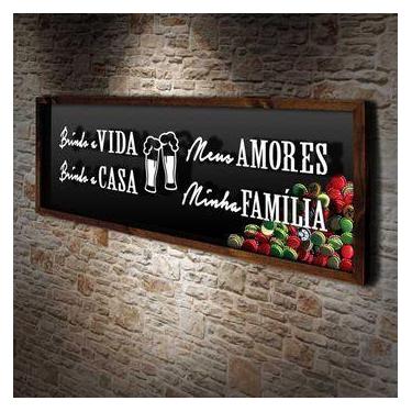 Imagem de Quadro Porta Tampinhas Brindo a Casa - Quadro Novo, 64 x 26 cm, Marrom