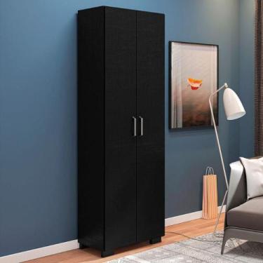 Imagem de Estante para Decoração com 2 Portas Curitiba Preto - Mais de Casa