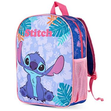 Imagem de Disney Mochila de menina, mochila Stitch, mochilas infantis para menina pequena de Stitch Minnie Elsa, mochila de berçário para menina, presentes para meninas Minnie Frozen Lilo e Stitch presentes menina, azul e amarelo:, Talla única
