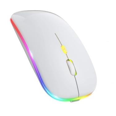 Imagem de Mouse sem Fio Recarregável Silencioso Ergonômico para Notebook Computador 2.4GHz (Branco)