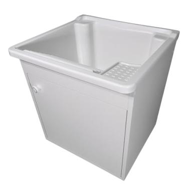 Imagem de Tanque de lavar Roupa 26L Suspenso com Gabinete 46cm Montado Cor:Tanque Branco