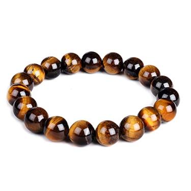 Imagem de Mayting Pulseira elástica de olho de tigre natural de 10 mm com pedras preciosas para ioga, energia de cura, homens, mulheres, presente para ele, namorado, marido, pai, 8 26 inch, Pedra preciosa, olho