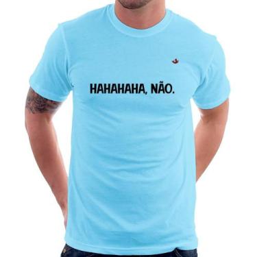 Imagem de Camiseta Hahahaha, Não. - Foca na Moda, Azul bebê, P