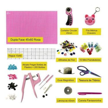 Imagem de Kit Base De Corte 60x45 Alicate Ritas Cortador Caneta Rosa - ADB