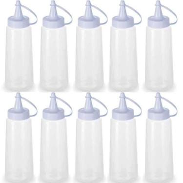 Imagem de 10 Frascos Plásticos para Molhos 250ml Tubo Bisnaga de Maionese Ketchu