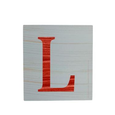 Imagem de Cubo Azul Bebê Letra Vermelho Festa Chá de Bebê Decoração 8x8x8 Cm Mdf