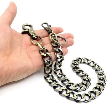 Imagem de newtro Corrente de carteira resistente para homens e mulheres, menino e menina, calça de motociclista jeans punk gótico chaveiro preto ouro prata TH, Th05-bronze, 17in
