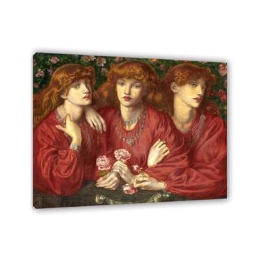 Imagem de Impressão em tela clássica arte de parede, reprodução famosa de pinturas a óleo, um retrato triplo de May Morris, arte de imagens abstratas, para decorações de banheiro70x85 cm emoldurado