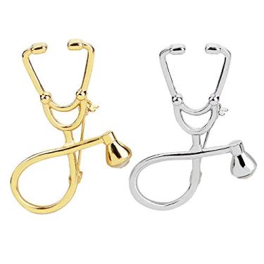 Imagem de coadipress 2 peças broche estetoscópio broche estetoscópio lapela broche bonito tratamento médico crachás para mulheres homens médicos enfermeiras roupas bolsas decoração joias presente, Extar Large