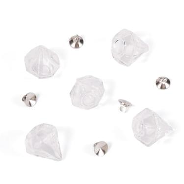 Imagem de Spritewelry 5 pingentes de garrafa de vidro de diamante, mini pingentes vazios de garrafa de desejos, pingentes minúsculos com fecho de tampa, para decoração de brincos, colares, pendurar, Vidro, Sem