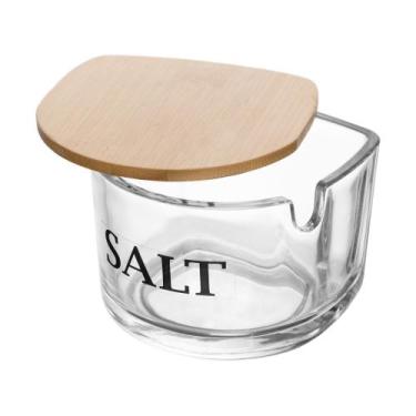 Imagem de Saleiro de Vidro com Tampa de Bambu 10x10x8cm - Wolff - Rojemac