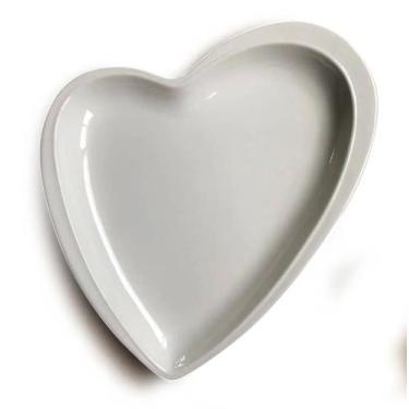 Imagem de Prato Travessa de Cerâmica Coração Design P Branco 20x17,5x2cm - Flóri