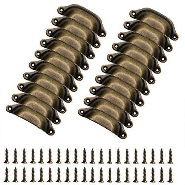 Imagem de ONLYKXY puxadores de gaveta em formato de concha de metal bronze antigo puxadores de armário de cozinha – 3 7/8 pol., 43398-33440, Xícara, Antique Bronze, 20 Pack
