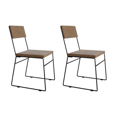 Imagem de Conjunto com 2 Cadeiras Málaga Veludo Marrom e Preto