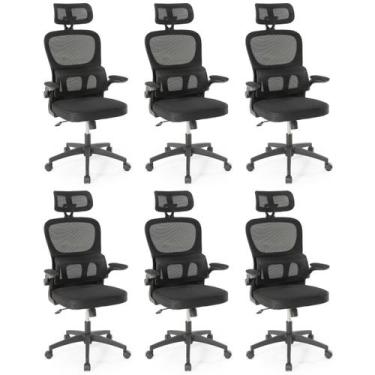 Imagem de Kit 6 Cadeiras de Escritório Giratória Executiva Atenas com Regulagem 