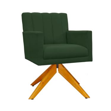 Imagem de Poltrona Estofada Com Pés Giratório De Madeira Cecília Suede Verde - dl decor