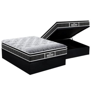 Imagem de Cama Box Baú Casal: Colchão Anatômico Probel D28 / ep Guarda Costas PróMiddle Plus Pillow Top + Base crc Suede Black(138x188)