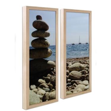 Imagem de Kit 2 Quadros Decorativos Folhagem Moderno Conjunto Minimalista Sala Cozinha Lavabo com Moldura 62cm (Estampa 01)