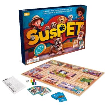Imagem de Jogo de Tabuleiro SusPet +6 Anos Interativo Dinâmico 7 Suspeitos 7 Travessuras Pais e Filhos