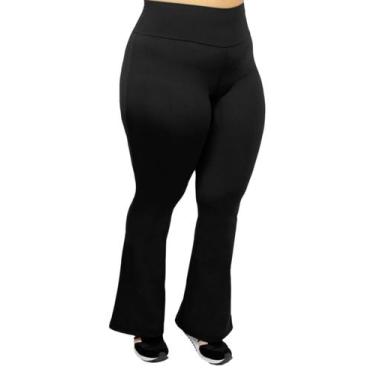 Imagem de Calça Plus Size Flare Bailarina Suplex Còs Alto - Wolfox, Preto, G1