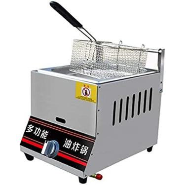 Imagem de Fritadeira Comercial A Gás 6L/12L Máquina De Torre De Batata Frango Frito Fritadeira A Gás Com Suporte De Ajuste Manual De Temperatura,6L Single Cylinder,Collector88