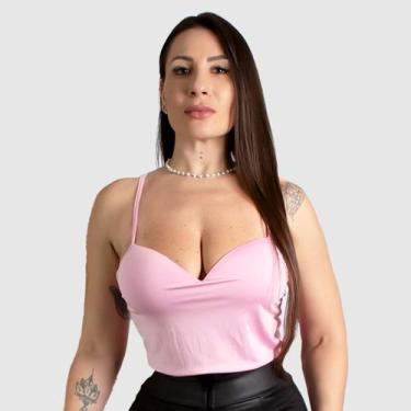 Imagem de Blusinha Alcinha Feminina Regata Blusa Suplex Bojo Decote - SWISS BOUT