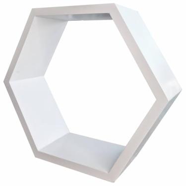 Imagem de Nicho Hexágonal Colméia Colorido em Mdf Laqueado para Parede - 38x44x12cm Cor:BRANCO;Tamanho:38X44X12 CM