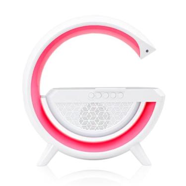Imagem de Caixa de Som Bluetooth com Carregador por Indução, 10W, Luminária LED, Branco e Rosa