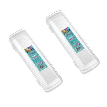 Imagem de Kit 2 Porta Escova De Dentes Plástico Sanremo Transparente