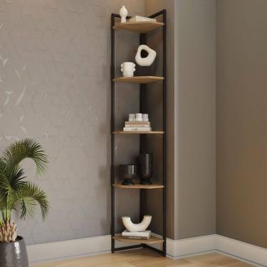 Imagem de Estante para Livros Annecy 5 Prateleiras Freijó/Preto Fosco - Kappesberg