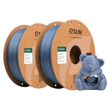 Imagem de eSUN Filamento básico PLA de 1,75 mm, carretel de 1 kg (1 kg) Filamento PLA de impressora 3D de impressão rápida, projetado para impressão rápida, cinza pacote com 2