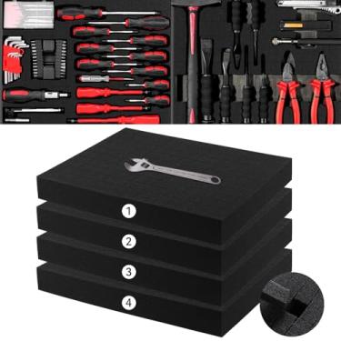 Imagem de Aolabela Inserção De Espuma Parcial - Folha Pré-Cubo Poliuretano Pluck Com Fundo Para Uso Em Caixas, Estojos, Acolchoamento, Câmera, Caixa Ferramentas, Jogo Tabuleiro (4 Peças, 6X2X2 Pol.)