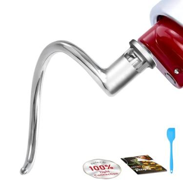Imagem de Gancho de massa lisa de aço inoxidável 100% polido de 5 litros para batedeira de cabeça inclinada KitchenAid 4,5-5QT, gancho de massa não revestido, antioxidação, seguro para lava-louças, acessórios