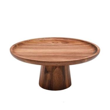 Imagem de Prato de Bolo Redondo com Pé em Acácia 11x25cm Kenya