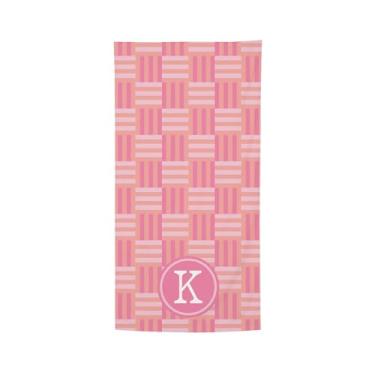 Imagem de Mary Square Tecido Wonder Monograma Letra K Poliéster Mistura 155 x 79 centímetros Rosa Secagem Rápida Toalha de Praia com Cordão Bolsa de Transporte